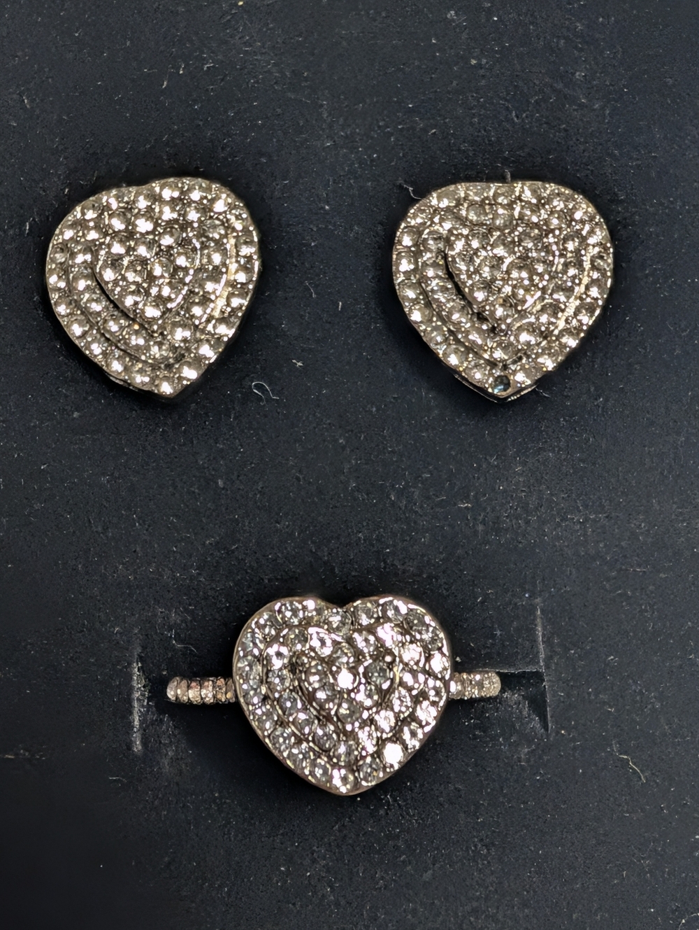 Silver CZ Pave Heart Set